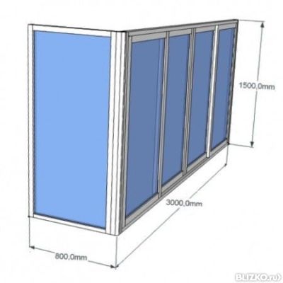 Алюминиевое остекление балкона г-образное, с выносом, бокова.