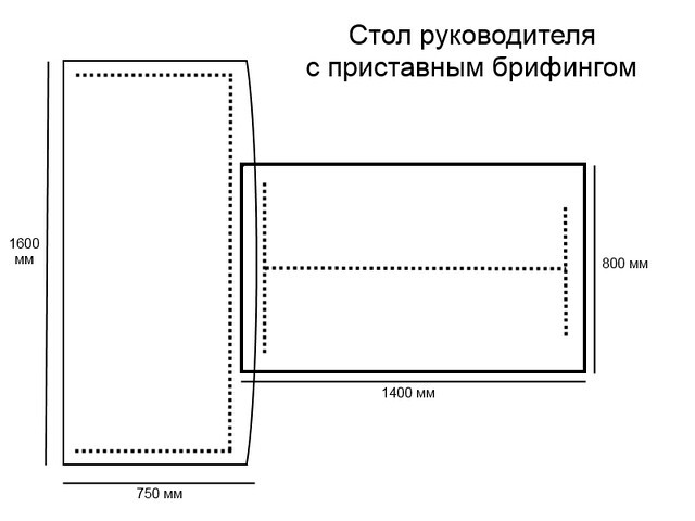 Чертеж стола руководителя