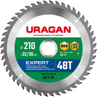 URAGAN Expert, 210 х 32/30 мм, 48Т, пильный диск по дереву (36802-210-32-48)