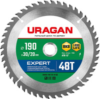 URAGAN Expert, 190 х 30/20 мм, 48Т, пильный диск по дереву (36802-190-30-48)