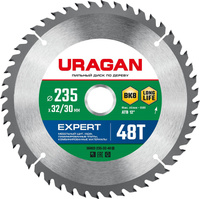 URAGAN Expert, 235 х 32/30 мм, 48Т, пильный диск по дереву (36802-235-32-48)