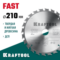 KRAFTOOL Fast, 210 х 30 мм, 24Т, пильный диск по дереву (36950-210-30)