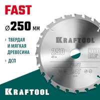 KRAFTOOL Fast, 250 х 32 мм, 24Т, пильный диск по дереву (36950-250-32)