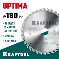 KRAFTOOL Optima, 190 х 30 мм, 36Т, пильный диск по дереву (36951-190-30)