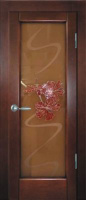 Дверь межномнатная Рубикон Б-П со стеклом "Клематис2" шпон анегри тон