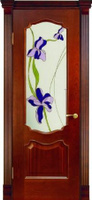 Дверь межкомнатная Анкона шпон вишня со стеклом "Каприз"