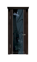 Дверь межкомнатная Палермо-3 со стеклом "Клематис-2" шпон венге