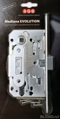 Замок межкомнатный AGB MEDIANA EVOLUTION, под цилиндр, хром матовый