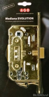 Замок межкомнатный AGB MEDIANA EVOLUTION, под цилиндр, латунь