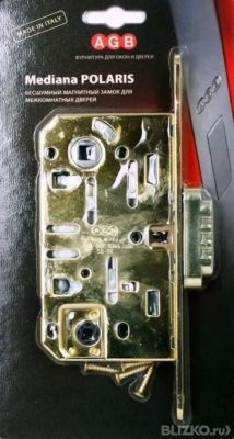 Магнитная защелка для межкомнатной двери AGB MEDIANA POLARIS WC латунь