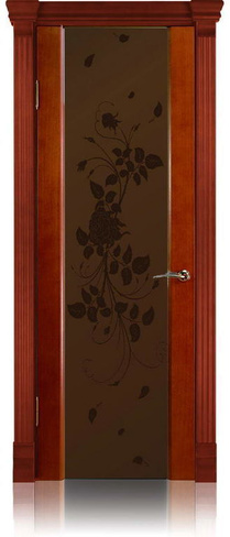 Дверь межкомнатная Палермо-3 со стеклом "Роза" шпон вишня