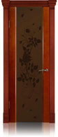 Дверь межкомнатная Палермо-3 со стеклом "Роза" шпон вишня