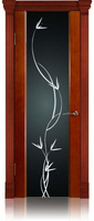 Дверь межномнатная Палермо-3 со стеклом "Растение" шпон вишня