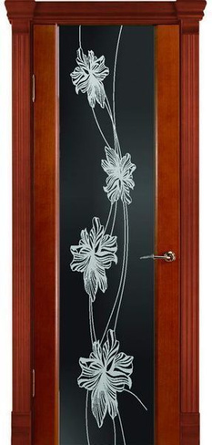 Дверь межкомнатная Палермо-3 со стеклом "Нежность" шпон натуральный вишн