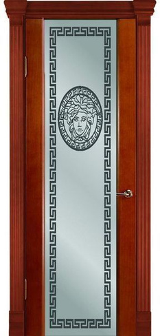 Дверь межкомнатная Палермо-3 со стеклом "Версаче" шпон вишня