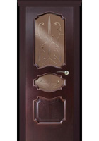 Дверь межкомнатная Алина-4 шпон красное дерево тон КДсо стеклом "Лиана" кл