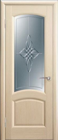 Дверь межкомнатная Веста 5 шпон беленый дуб со стеклом "Венеция"