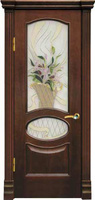 Дверь межкомнатная Алина-4 шпон красное дерево тон КД со стеклом "Корзина