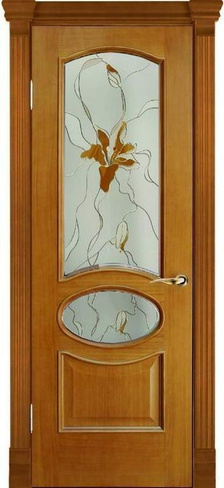 Дверь межкомнатная Алина-4 шпон анегри тон 2 со стеклом "Вуаль"
