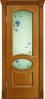 Дверь межкомнатная Алина-4 шпон анегри тон 2 со стеклом "Фиалка"