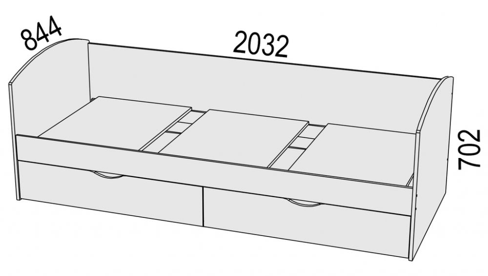 Схема кровати с ящиками выдвижными