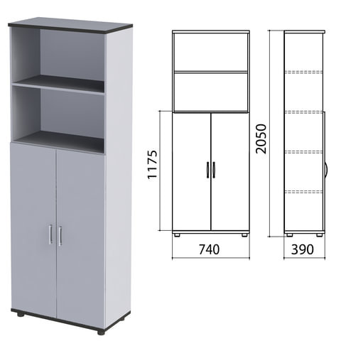 Шкаф полузакрытый Монолит 740х390х2050 мм цвет серый Комплект