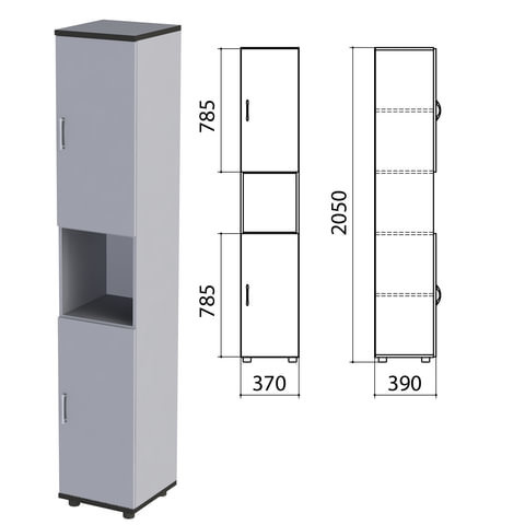 Шкаф полузакрытый Монолит 370х390х2050 мм цвет серый Комплект