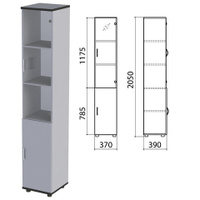 Шкаф закрытый со стеклом Монолит 370х390х2050 мм цвет серый Комплект