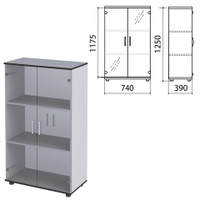 Шкаф закрытый со стеклом Монолит 740х390х1250 мм цвет серый Комплект