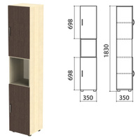 Шкаф полузакрытый Канц 350х350х1830 мм цвет дуб молочный/венге Комплект