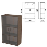 Шкаф закрытый со стеклом Канц 700х335х1130 мм цвет венге Комплект