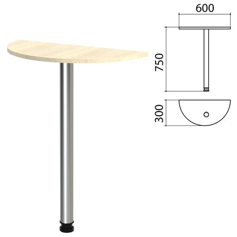 Стол приставной полукруг Канц 600х300х750 мм цвет дуб молочный Комплект