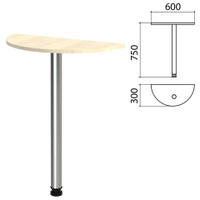Стол приставной полукруг Канц 600х300х750 мм цвет дуб молочный Комплект