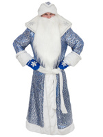 Взрослый новогодний костюм Дед мороз царский синий размер 52-54 рост 180 см Фабрика Бока