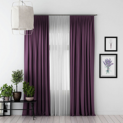 Классические шторы Блэкаут цвет: фиолетовый (240х270 см - 2 шт)