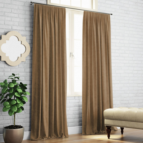 Классические шторы Ким цвет: коричневый (140х270 см - 2 шт)