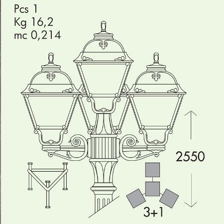 Фонарь садовый RICU BISSO/CEFA 3+1