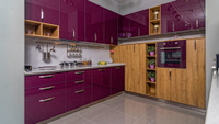 Кухня угловая на заказ из ЛДСП фиолетовая глянцевая
