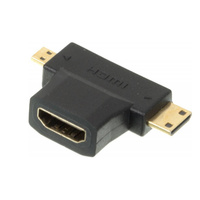 Переходник HDMI(f)-Mini HDMI(m)/Micro HDMI(m), черный