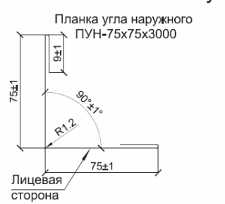 Планка угла наружного 75х75 (текстура дерева)