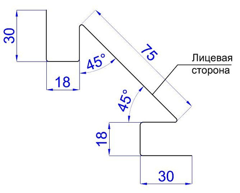 Планка угла внутреннего сложного 75х75 (текстура дерева)