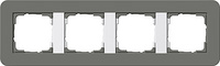 Рамка Gira E3 на 4 поста, универсальная, темно-серый/белый глянцевый