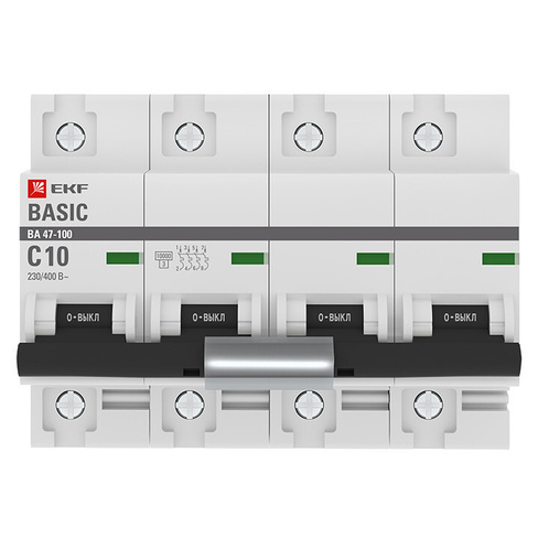 Автоматический выключатель 4P 35А (C) 10kA ВА 47-100 EKF Basic