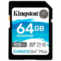 Карта памяти SDXC 64GB KINGSTON Canvas Go Plus UHS-I U3 170 Мб/с class 10 SDG3/64GB