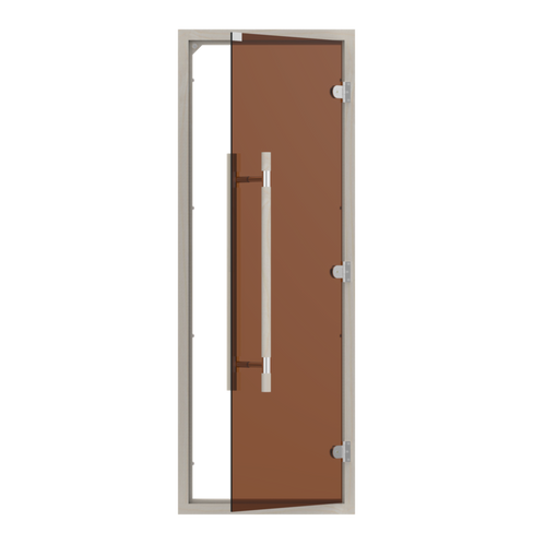 SAWO Дверь 7/19, бронза с порогом, осина, прямая ручка с металлической вставкой, 741-4SGA-3
