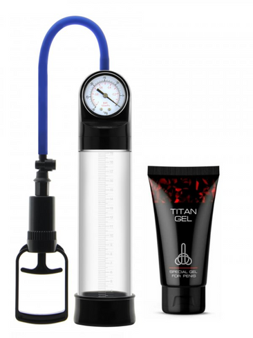 Набор для увеличения пениса: Вакуумная помпа Erozon Penis Pump и Специальный интимный гель для мужчин Titan Gel TANTRA -