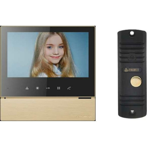 Комплект видеодомофона и вызывной панели COMMAX CDV-70H2 GoldBlackSmog/AVC305B