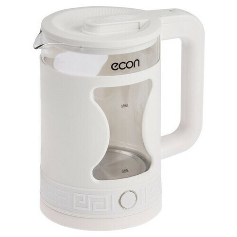 Чайник электрический Econ ECO-1505KE, 1500 Вт, стекло, 1.5 л, белый ECON