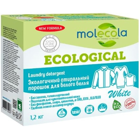 Экологичный стиральный порошок для стирки белого белья, MOLECOLA 4603725629066