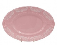 Блюдо овальное 32 см, Белый узор, Розовый фарфор Соната 07211512-3001, Leander